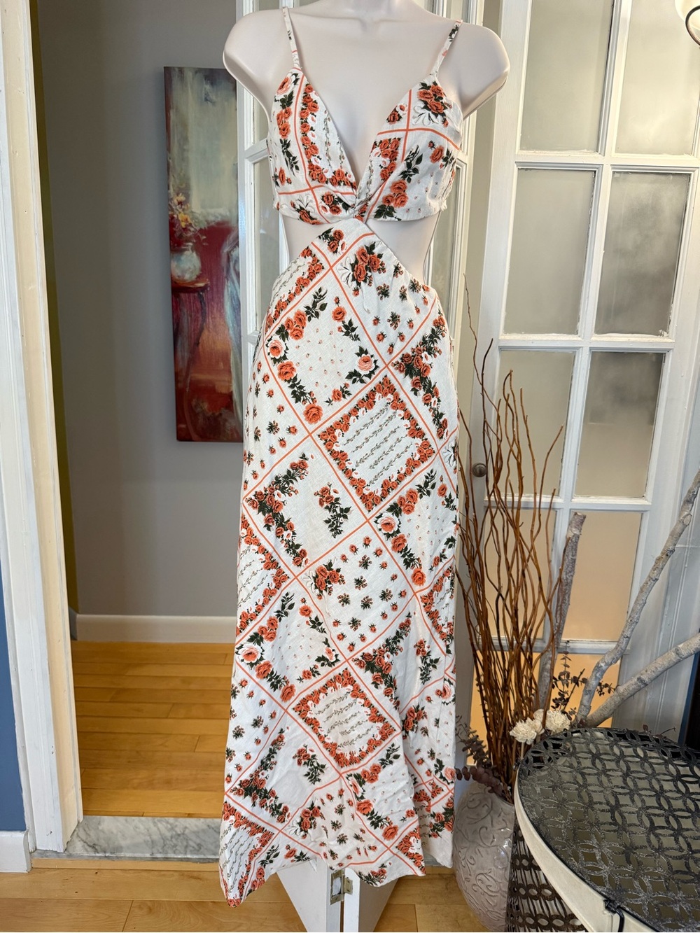 ✨NWT Abercrombie & Fitch Cutout Linen Tie back Dress XS✨